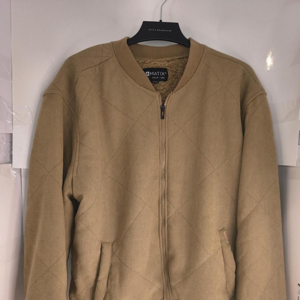 Matix Quilted Jacket Tan Sherpa Lined Full Zip Men's Medium Skate Streetwear